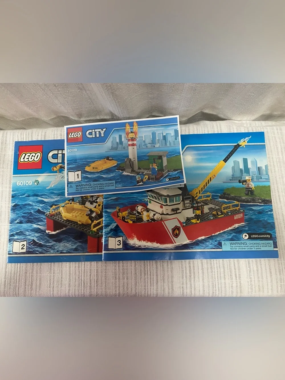 LEGO City 60109 Fire Boat, Complete (w/ 1 color sub); 5 Minifigures & 3 Manuals